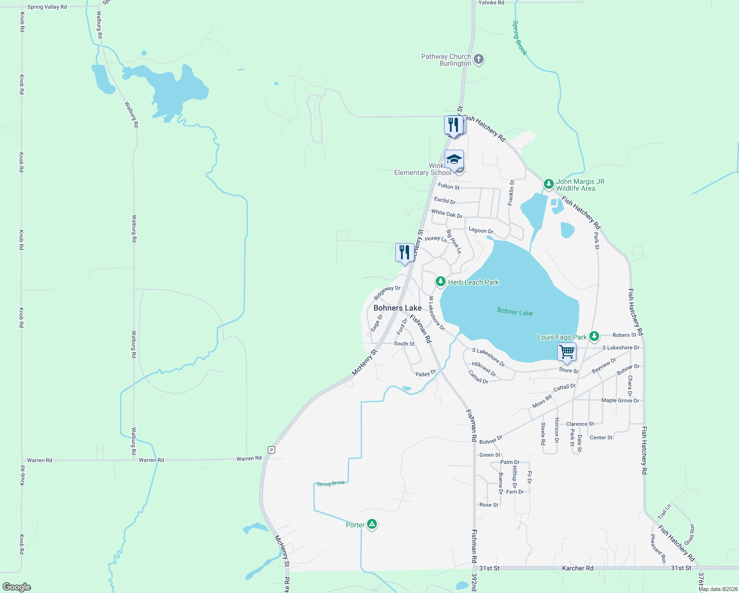 map of restaurants, bars, coffee shops, grocery stores, and more near 8020 Ridgeway Drive in Burlington