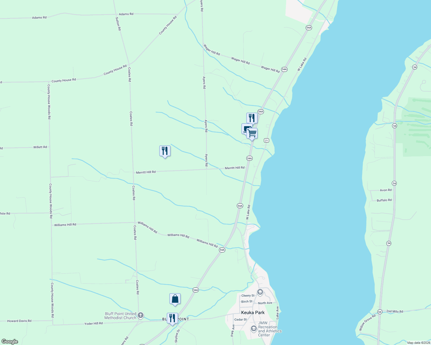 map of restaurants, bars, coffee shops, grocery stores, and more near 2867 Merritt Hill Rd in Penn Yan