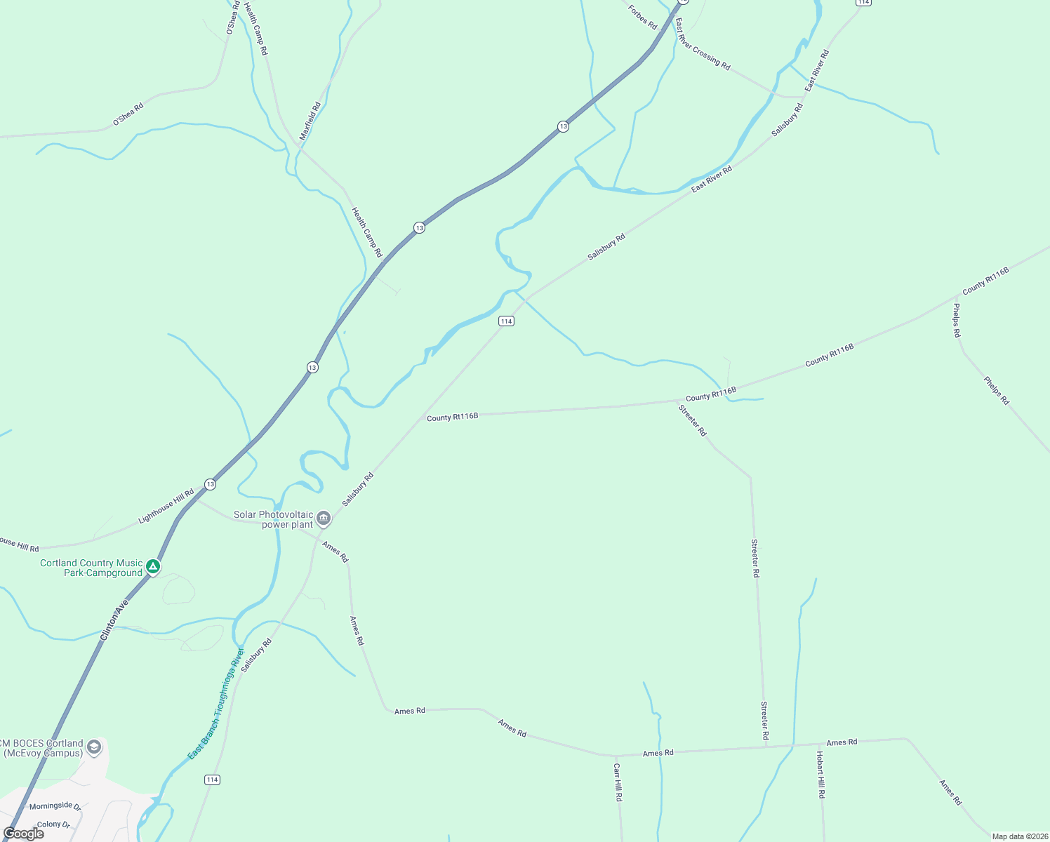 map of restaurants, bars, coffee shops, grocery stores, and more near 2216 Parks Road in Cortland