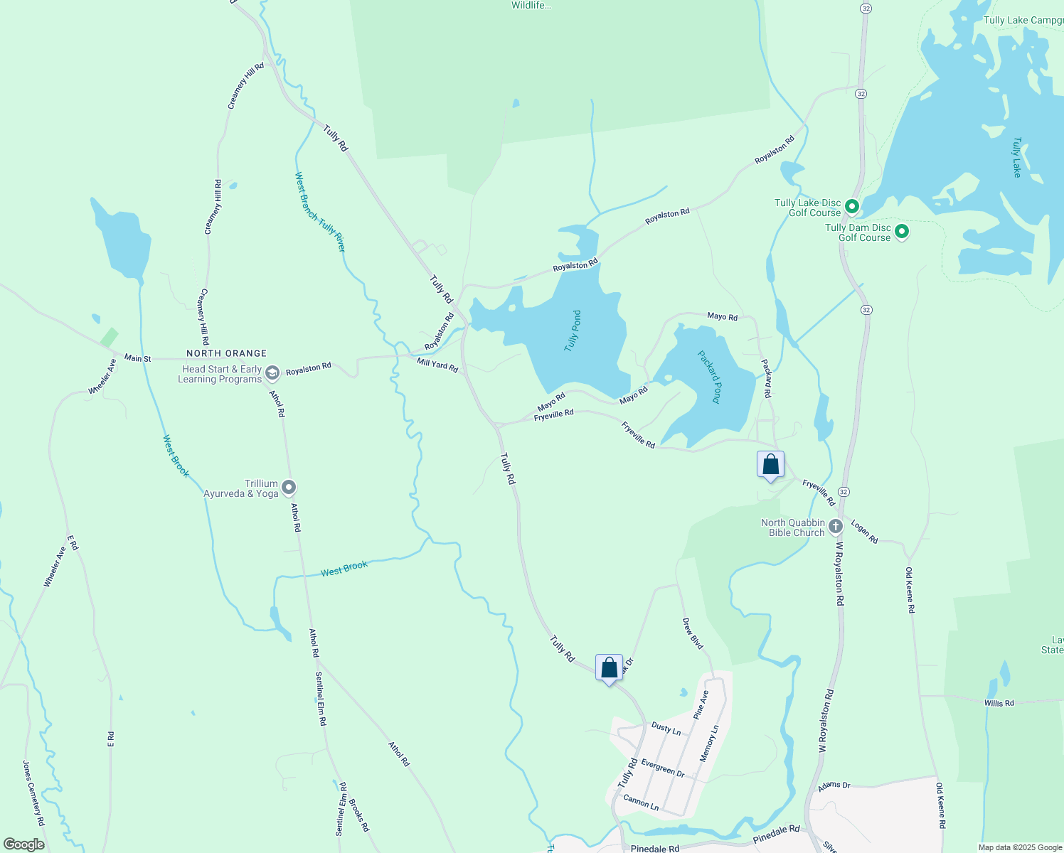 map of restaurants, bars, coffee shops, grocery stores, and more near 20 Fryeville Road in Orange