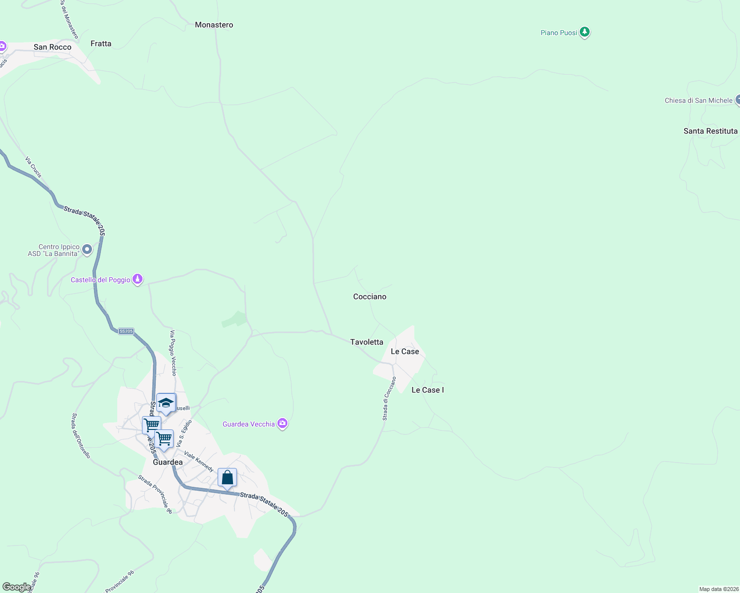 map of restaurants, bars, coffee shops, grocery stores, and more near in Cocciano