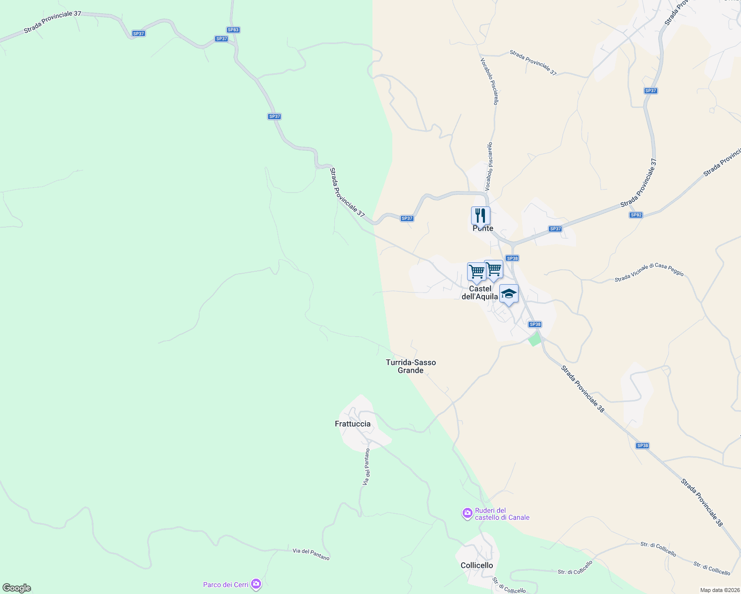 map of restaurants, bars, coffee shops, grocery stores, and more near Unnamed Road in Provincia di Terni
