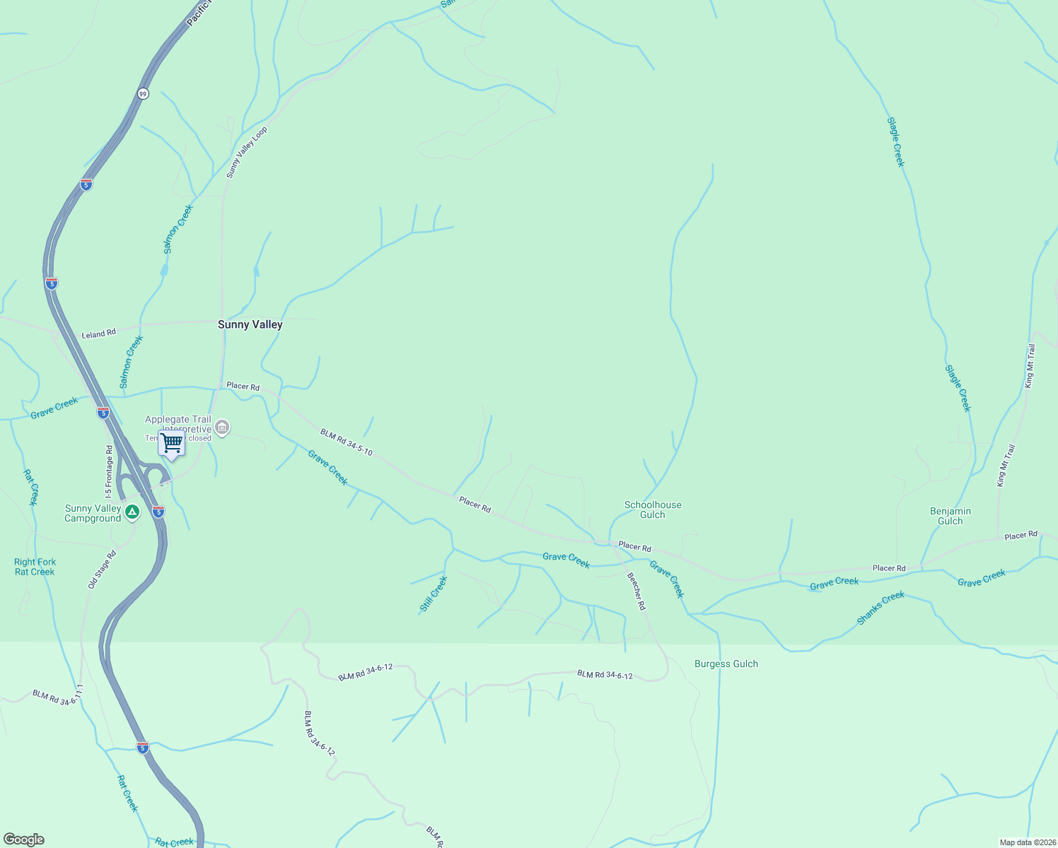map of restaurants, bars, coffee shops, grocery stores, and more near 786 Placer Road in Wolf Creek