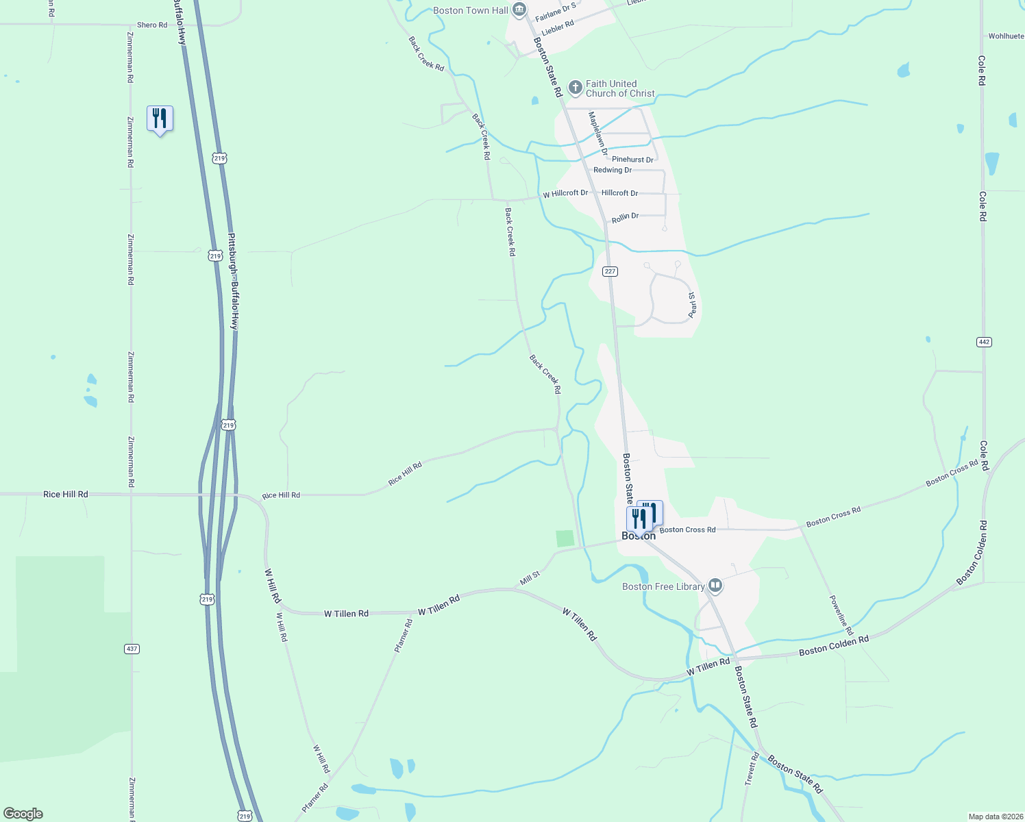 map of restaurants, bars, coffee shops, grocery stores, and more near 6615 Rice Hill Road in Boston