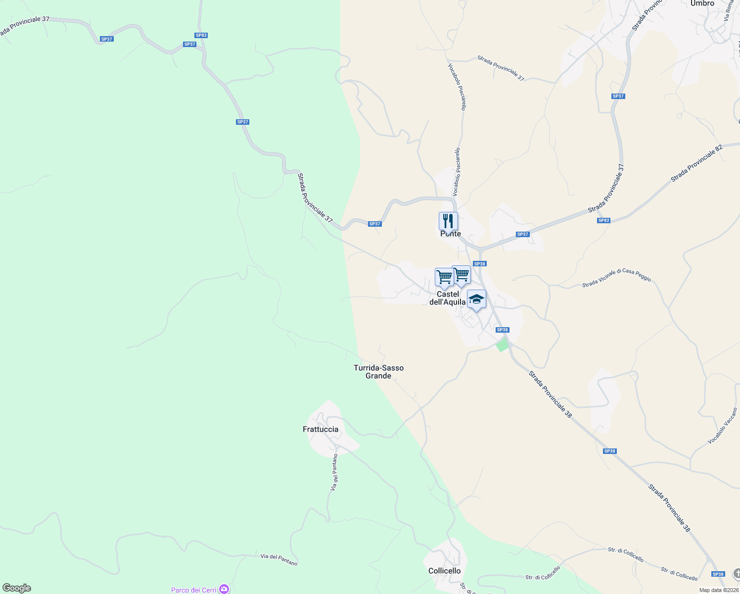 map of restaurants, bars, coffee shops, grocery stores, and more near 143 Vocabolo molino in Provincia di Terni