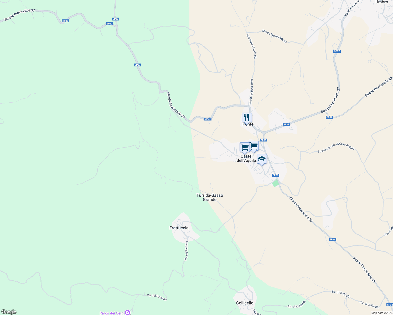 map of restaurants, bars, coffee shops, grocery stores, and more near 143 Vocabolo molino in Provincia di Terni
