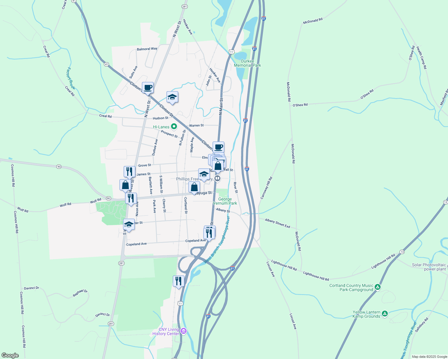 map of restaurants, bars, coffee shops, grocery stores, and more near 9 Pine St in Homer
