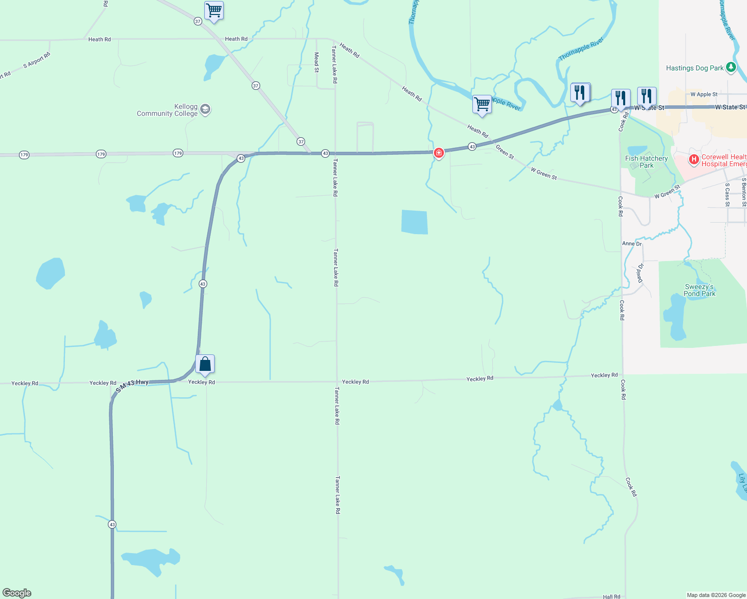 map of restaurants, bars, coffee shops, grocery stores, and more near 2046 Smokedrift Trail in Hastings