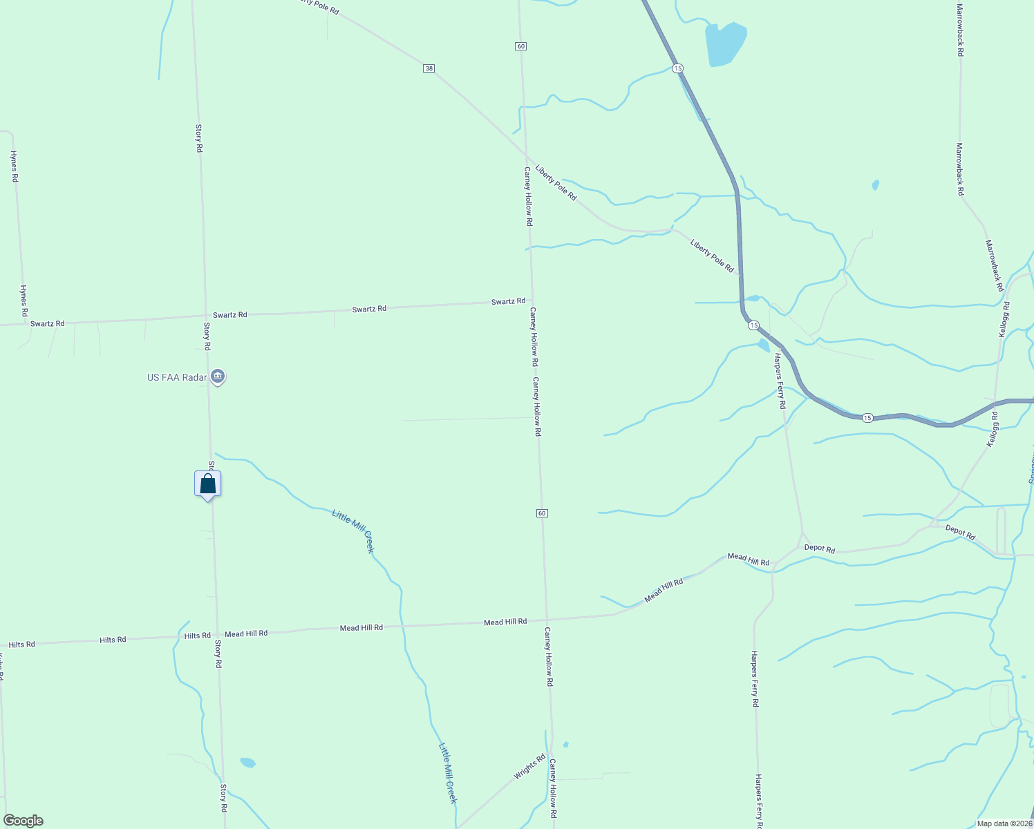 map of restaurants, bars, coffee shops, grocery stores, and more near 7960 Carney Hollow Road in Springwater