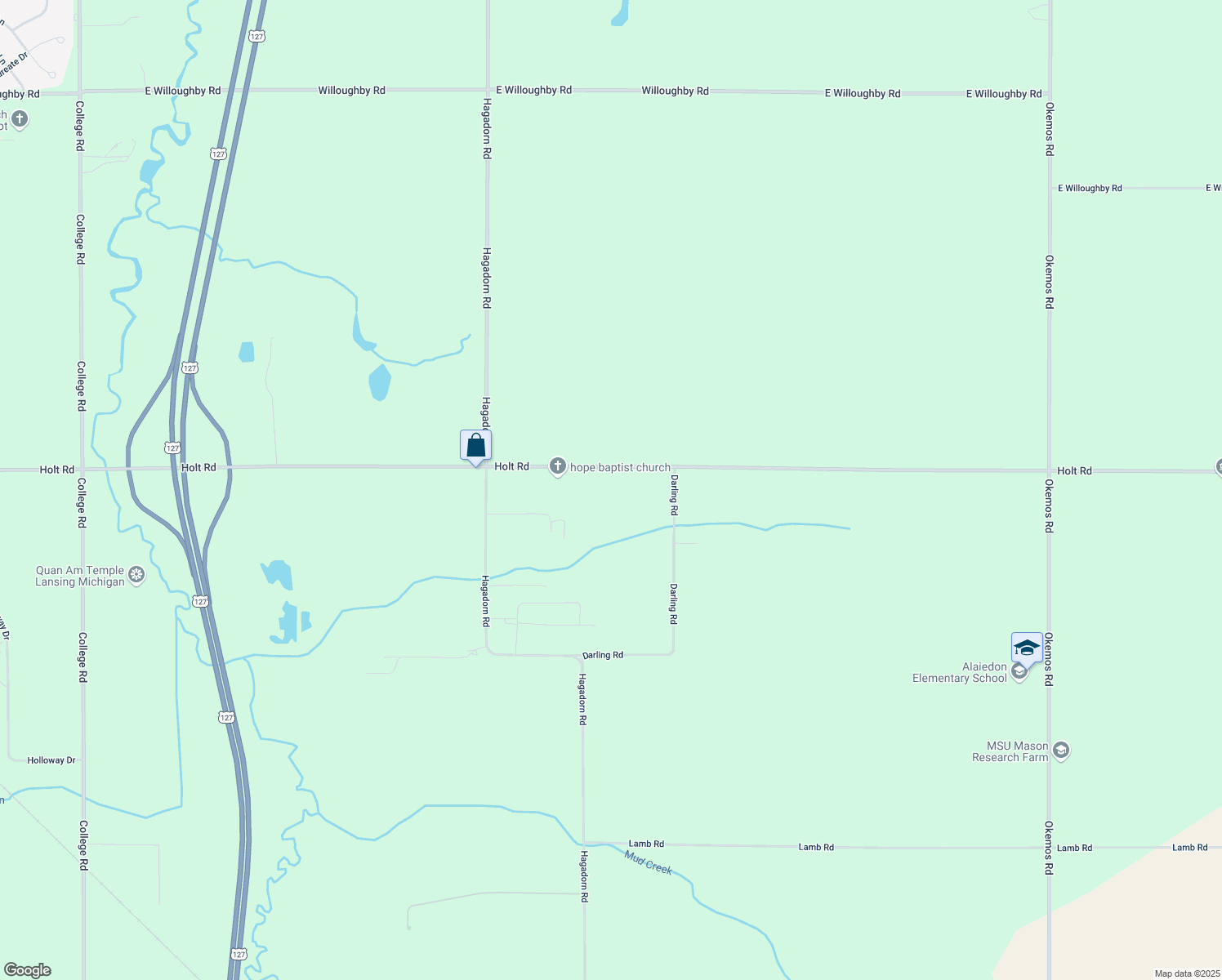 map of restaurants, bars, coffee shops, grocery stores, and more near 2835 Holt Road in Mason