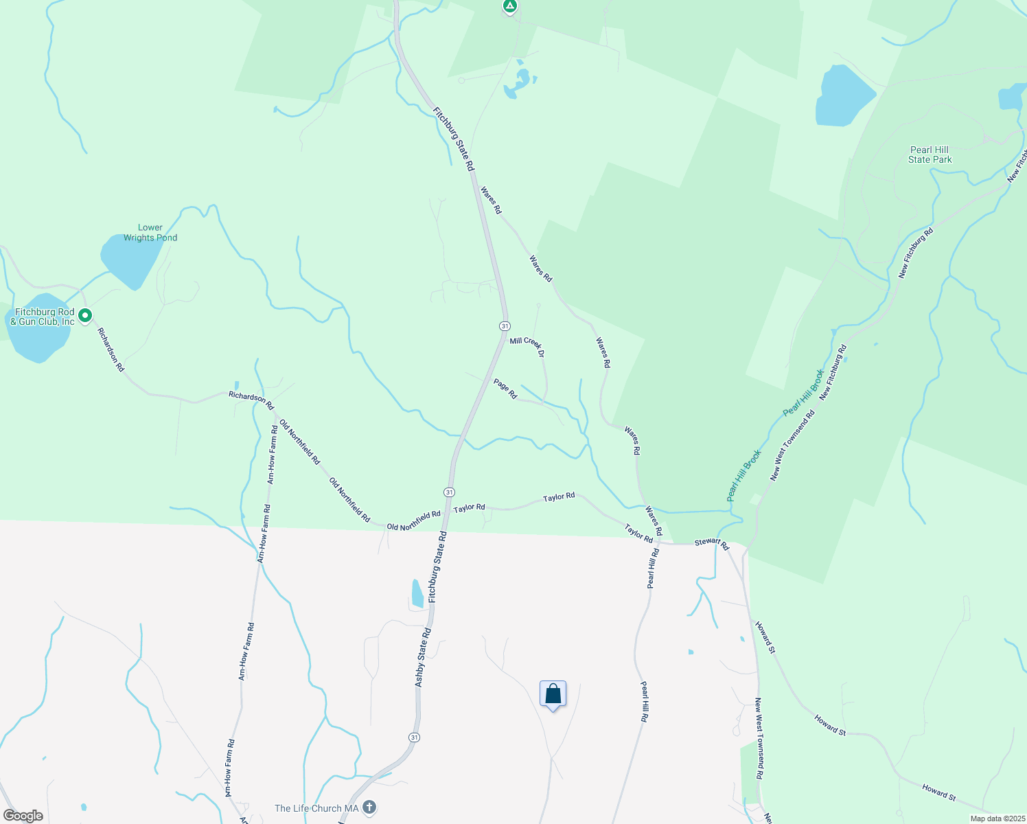 map of restaurants, bars, coffee shops, grocery stores, and more near 75 Page Road in Ashby