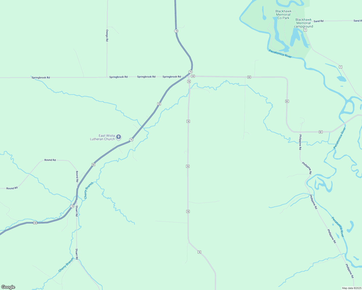 map of restaurants, bars, coffee shops, grocery stores, and more near 10311 County Highway N in South Wayne