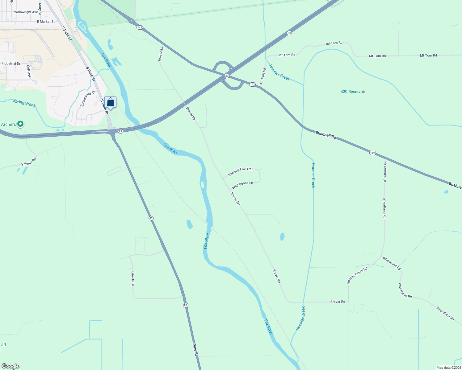 map of restaurants, bars, coffee shops, grocery stores, and more near 30808 Wild Goose Lane in Burlington