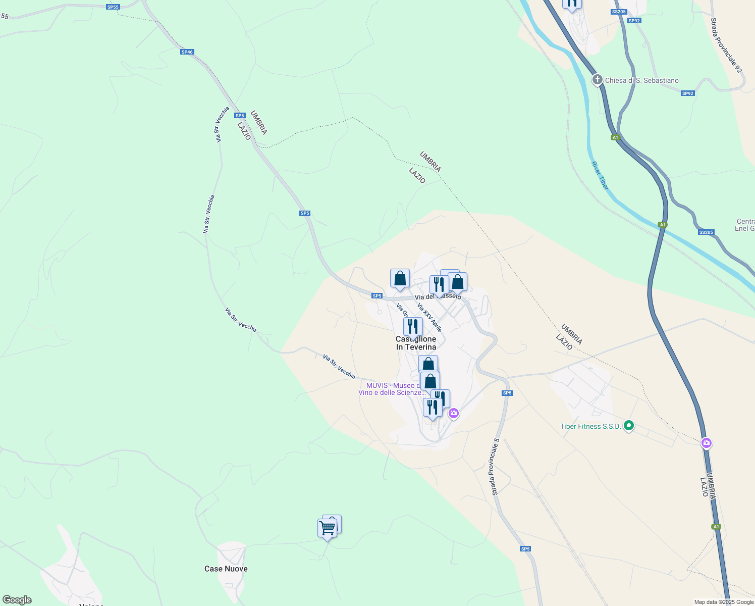 map of restaurants, bars, coffee shops, grocery stores, and more near 3 Via Orvietana in Provincia di Viterbo
