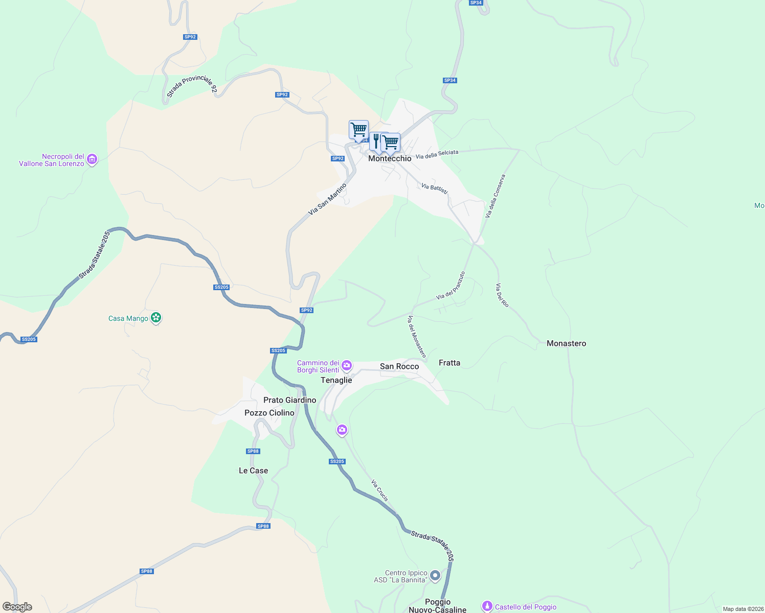 map of restaurants, bars, coffee shops, grocery stores, and more near 20 Via di Carnano in Provincia di Terni