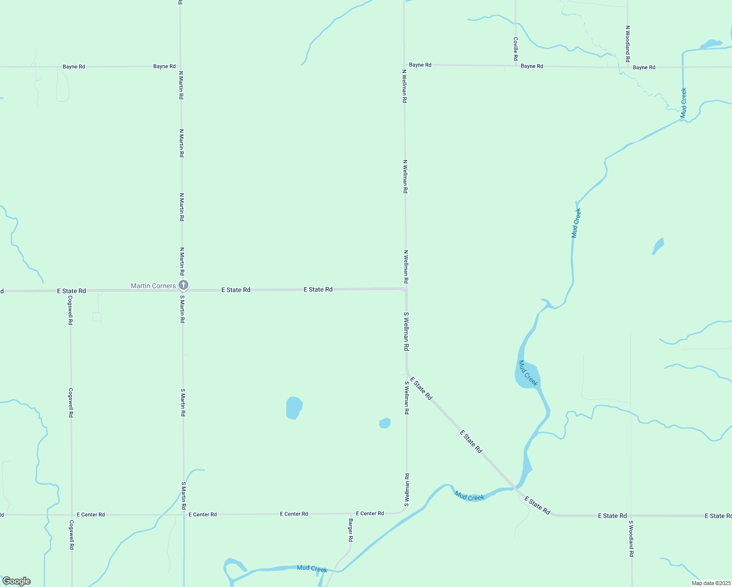 map of restaurants, bars, coffee shops, grocery stores, and more near 6820 East State Road in Woodland