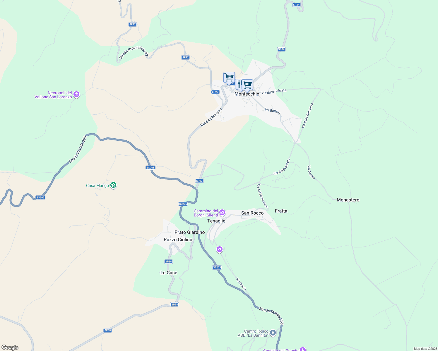map of restaurants, bars, coffee shops, grocery stores, and more near 8 Via di Carnano in Provincia di Terni