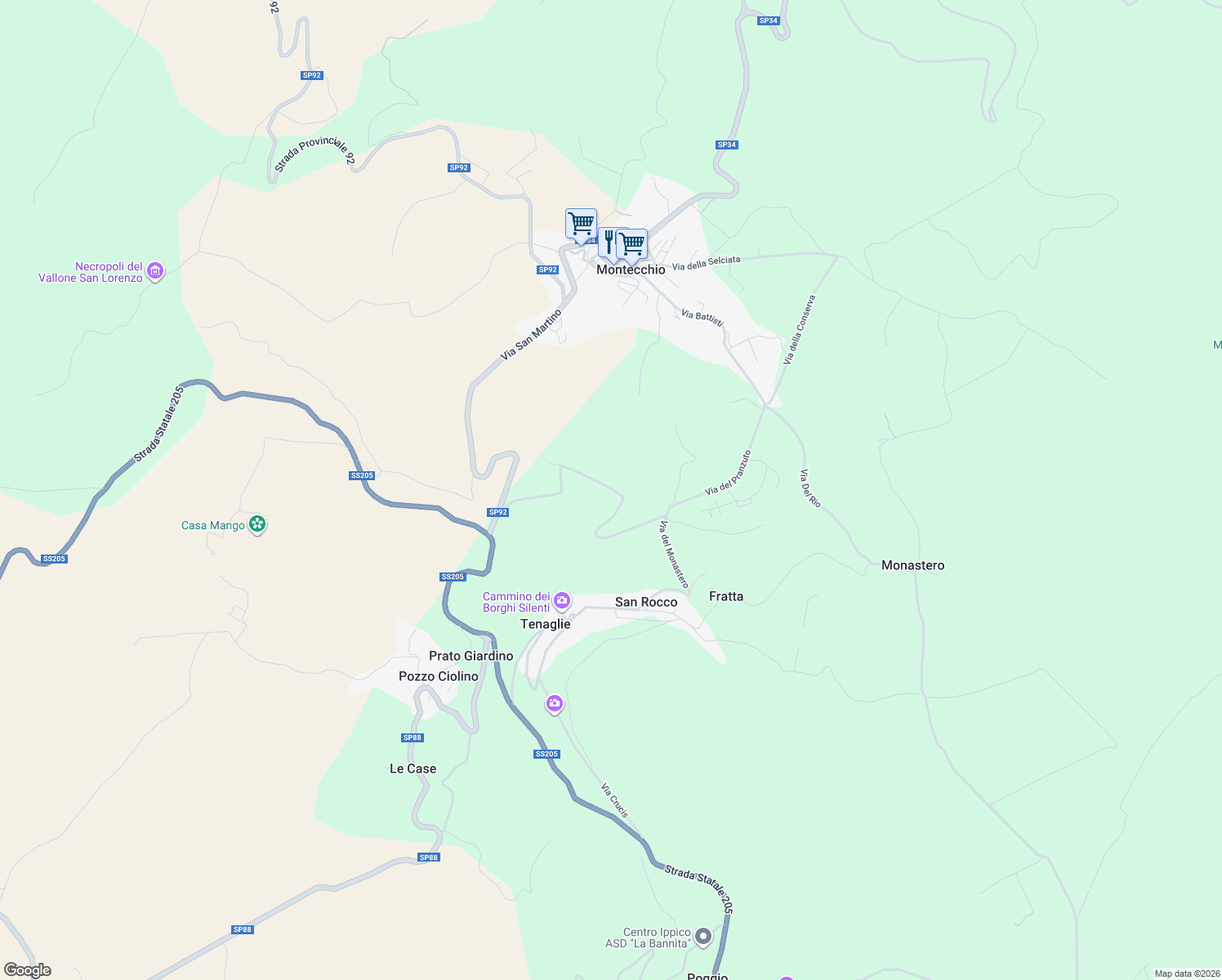 map of restaurants, bars, coffee shops, grocery stores, and more near 20 Via di Carnano in Provincia di Terni