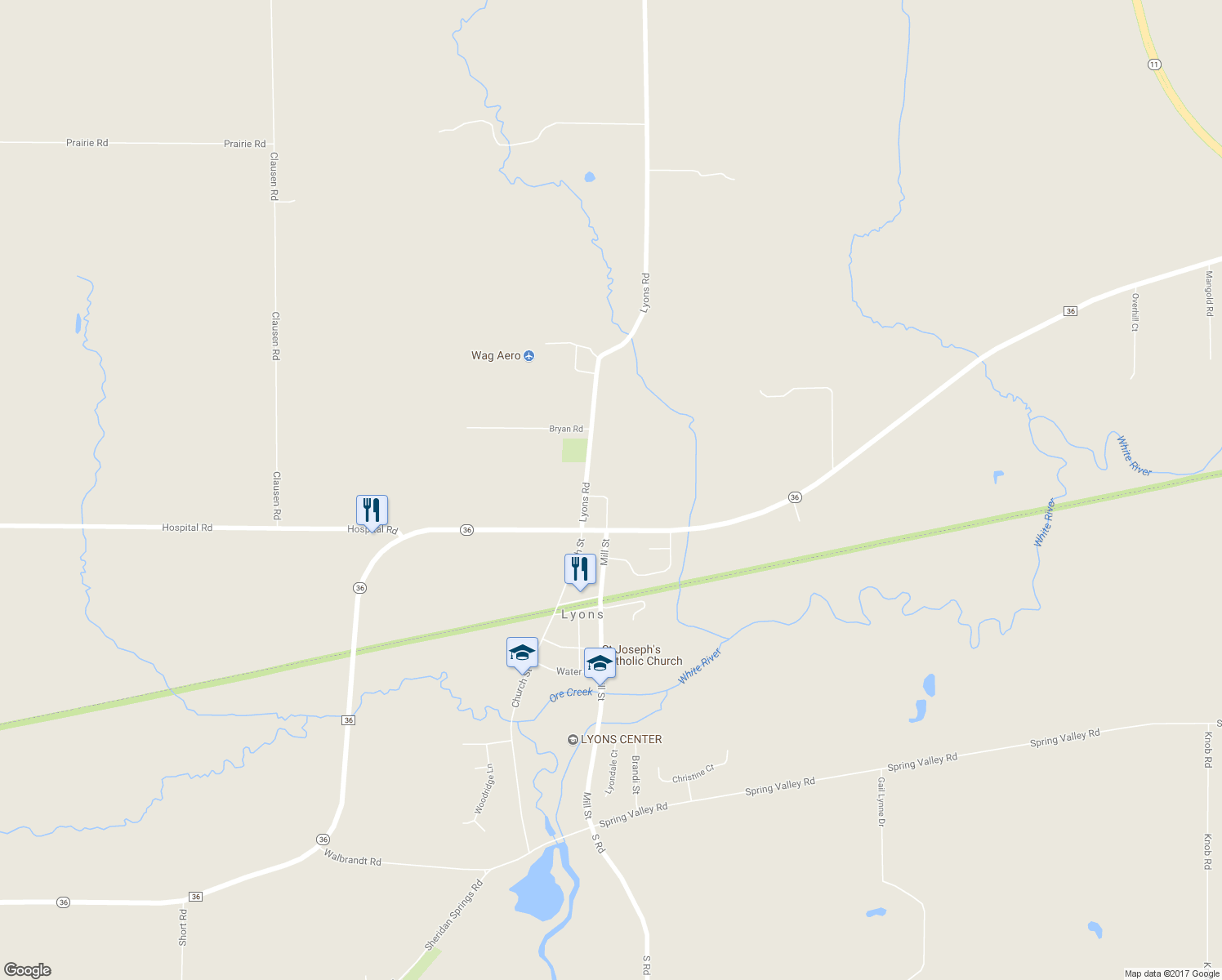 map of restaurants, bars, coffee shops, grocery stores, and more near 6042 Mill Street in Burlington