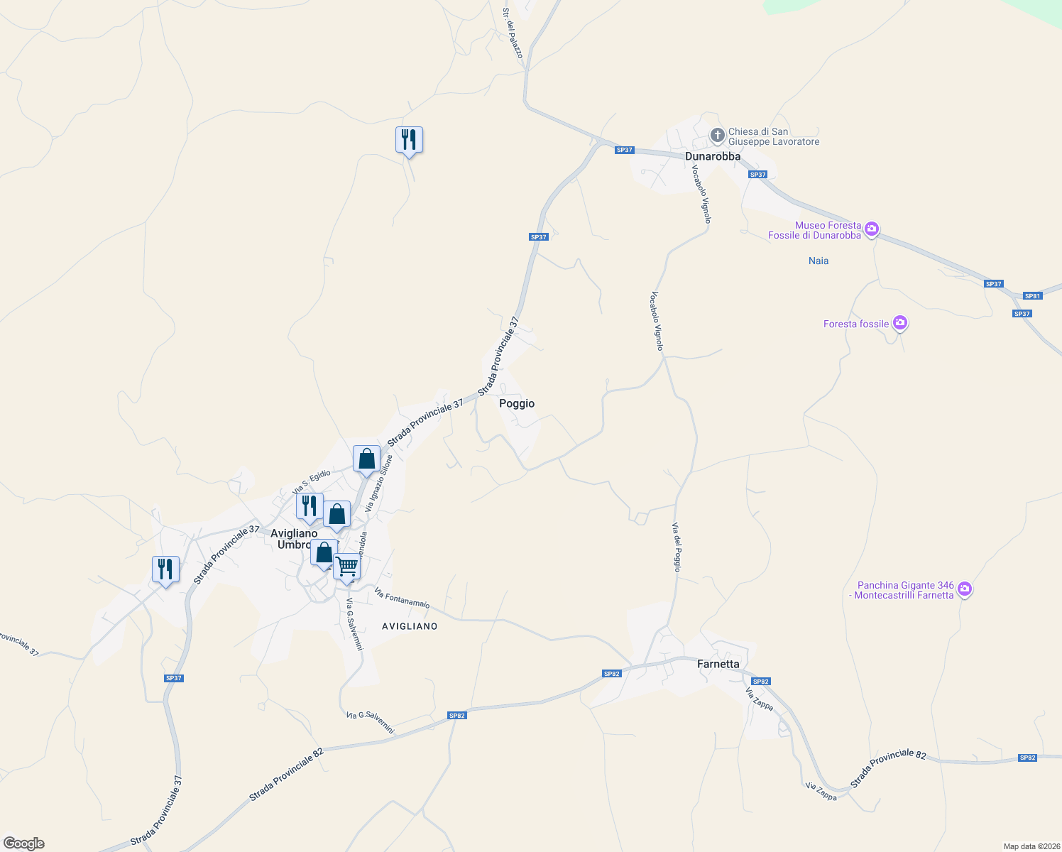 map of restaurants, bars, coffee shops, grocery stores, and more near 24 Strada del Poggio in Poggio