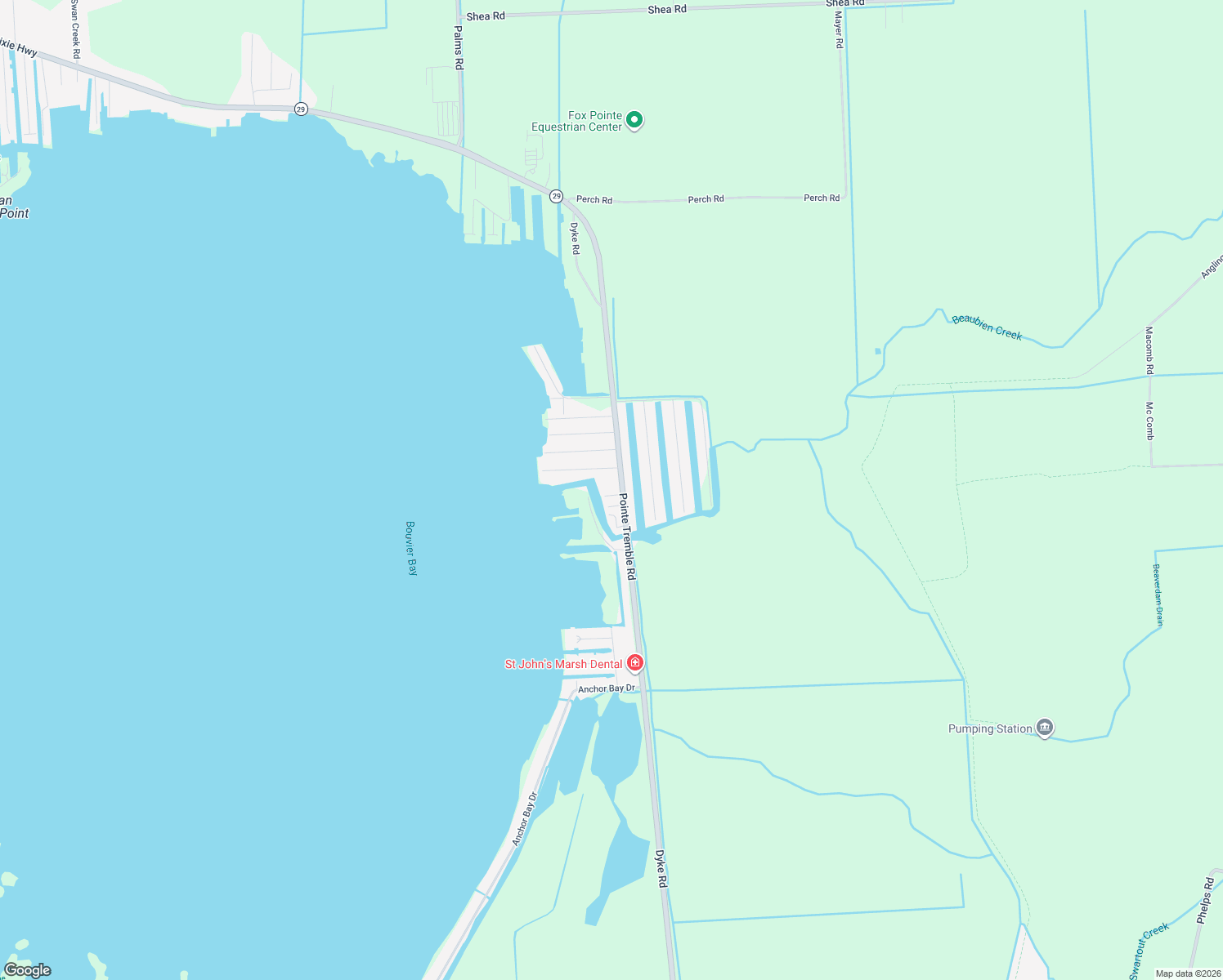 map of restaurants, bars, coffee shops, grocery stores, and more near 7407 Dyke Road in St. Clair County