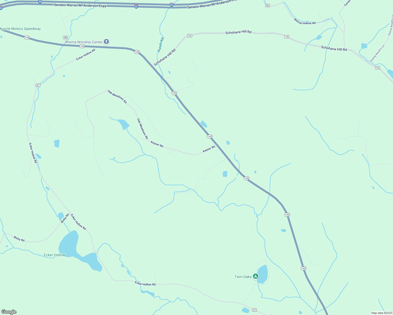 map of restaurants, bars, coffee shops, grocery stores, and more near 129 Keyser Road in Schoharie