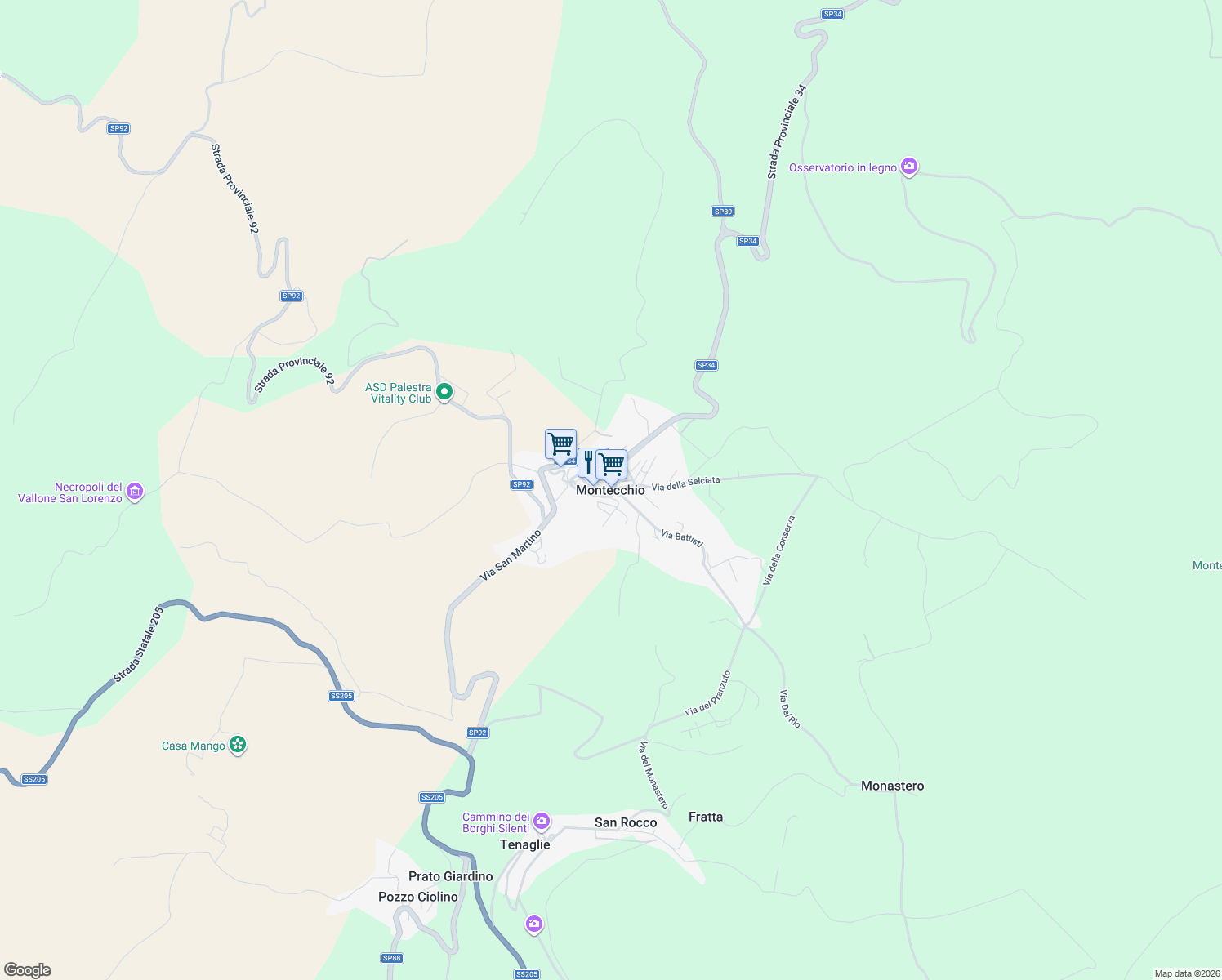 map of restaurants, bars, coffee shops, grocery stores, and more near in Montecchio