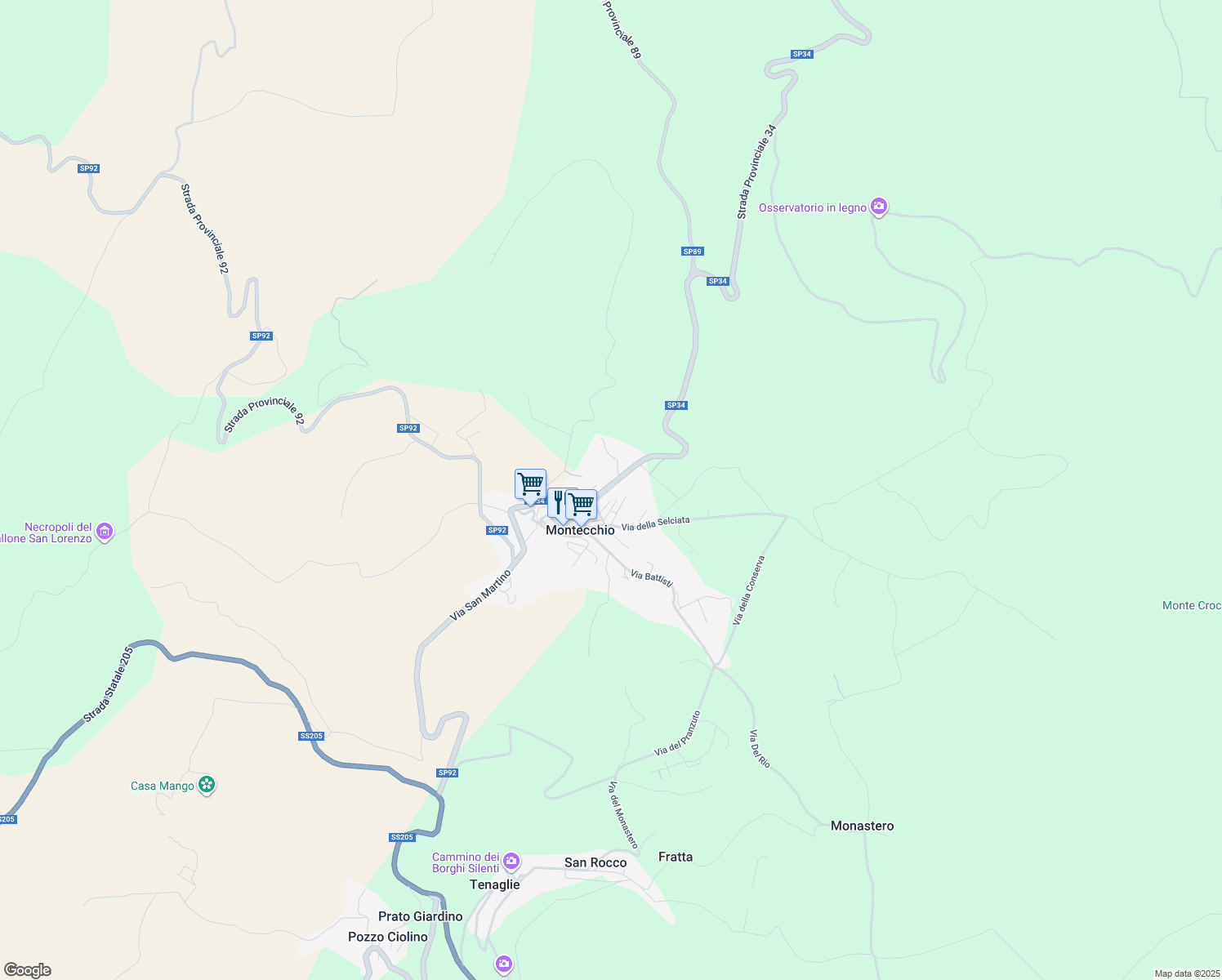 map of restaurants, bars, coffee shops, grocery stores, and more near 32 Via Todi in Montecchio