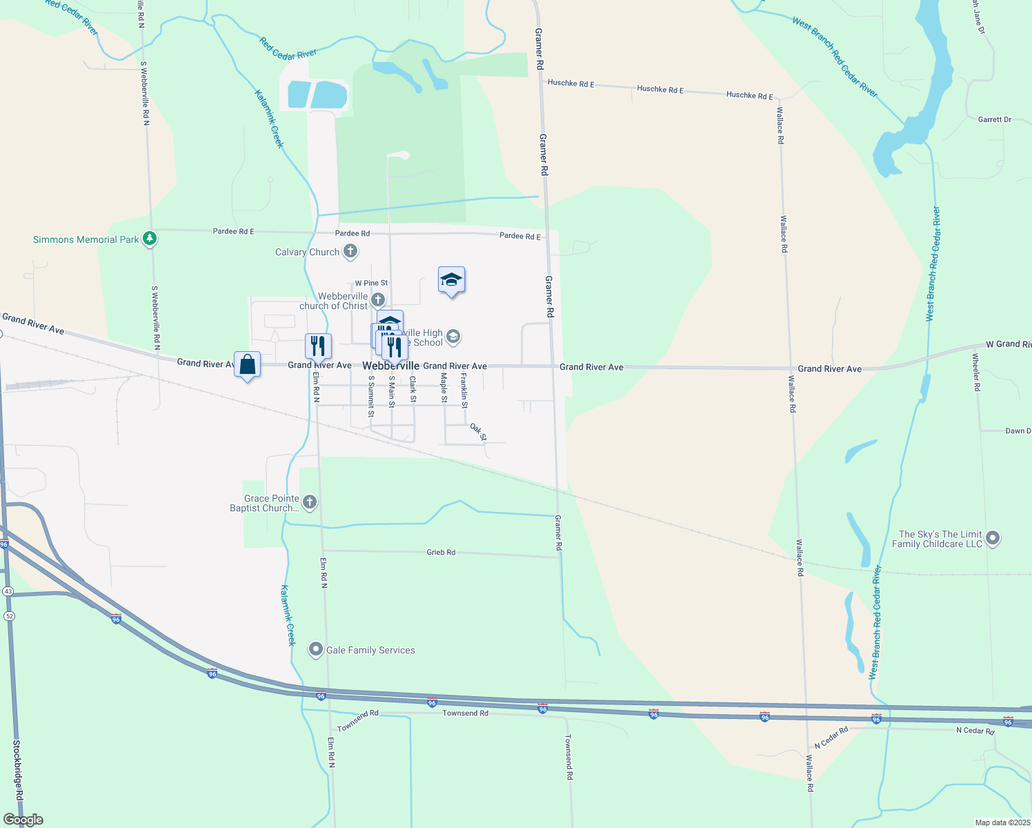 map of restaurants, bars, coffee shops, grocery stores, and more near 5014 Epley Ct in Webberville