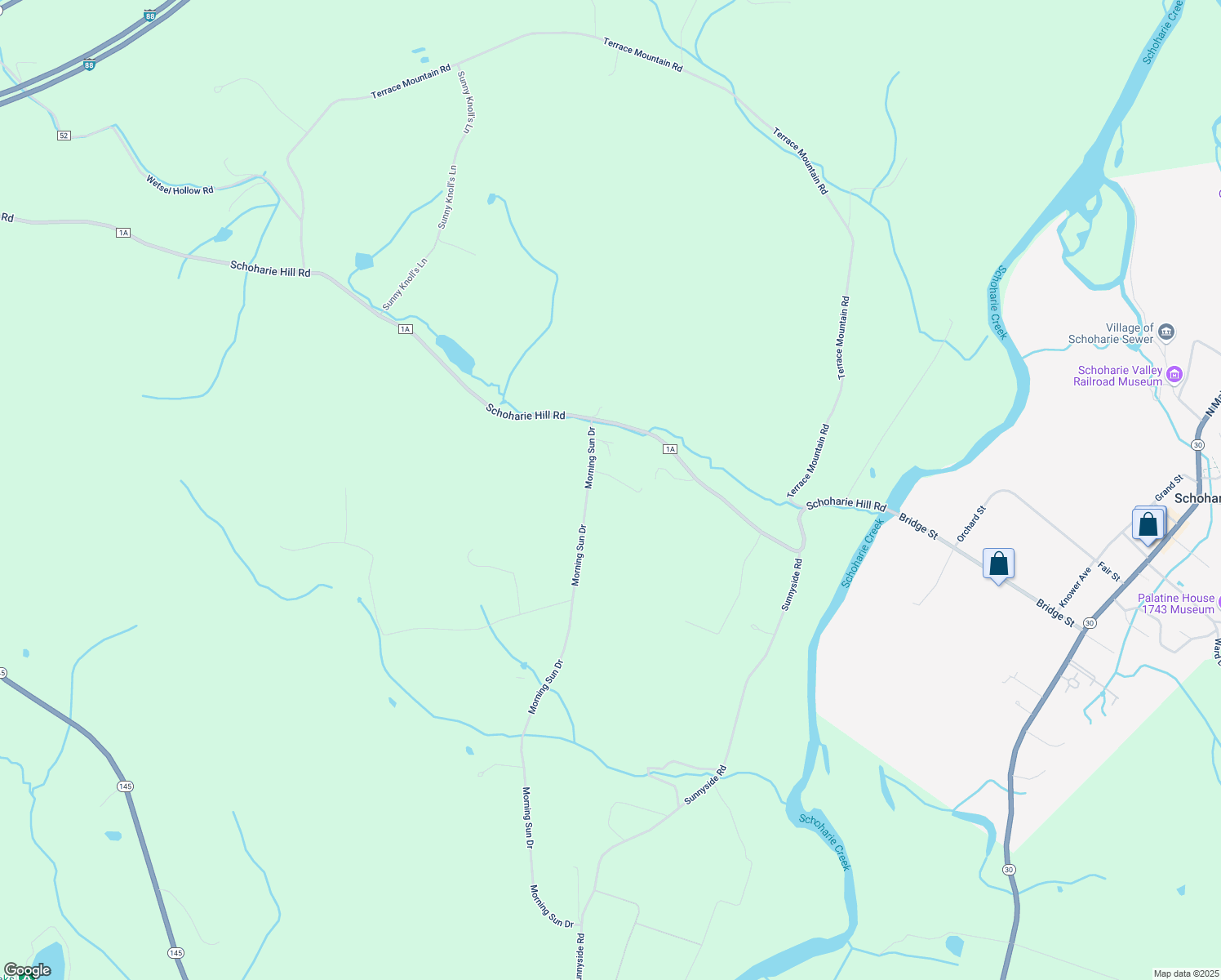 map of restaurants, bars, coffee shops, grocery stores, and more near 354 Morning Sun Dr in Schoharie