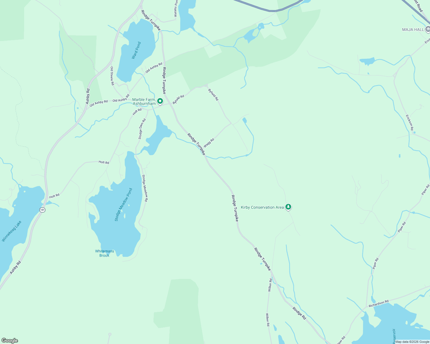 map of restaurants, bars, coffee shops, grocery stores, and more near 171 Rindge Turnpike in Ashburnham