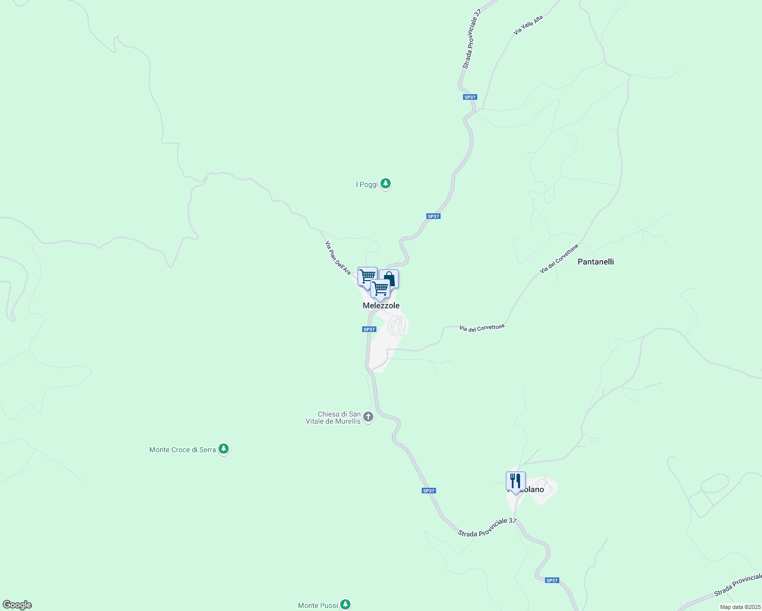 map of restaurants, bars, coffee shops, grocery stores, and more near 2 Strada Provinciale 37 in Melezzole