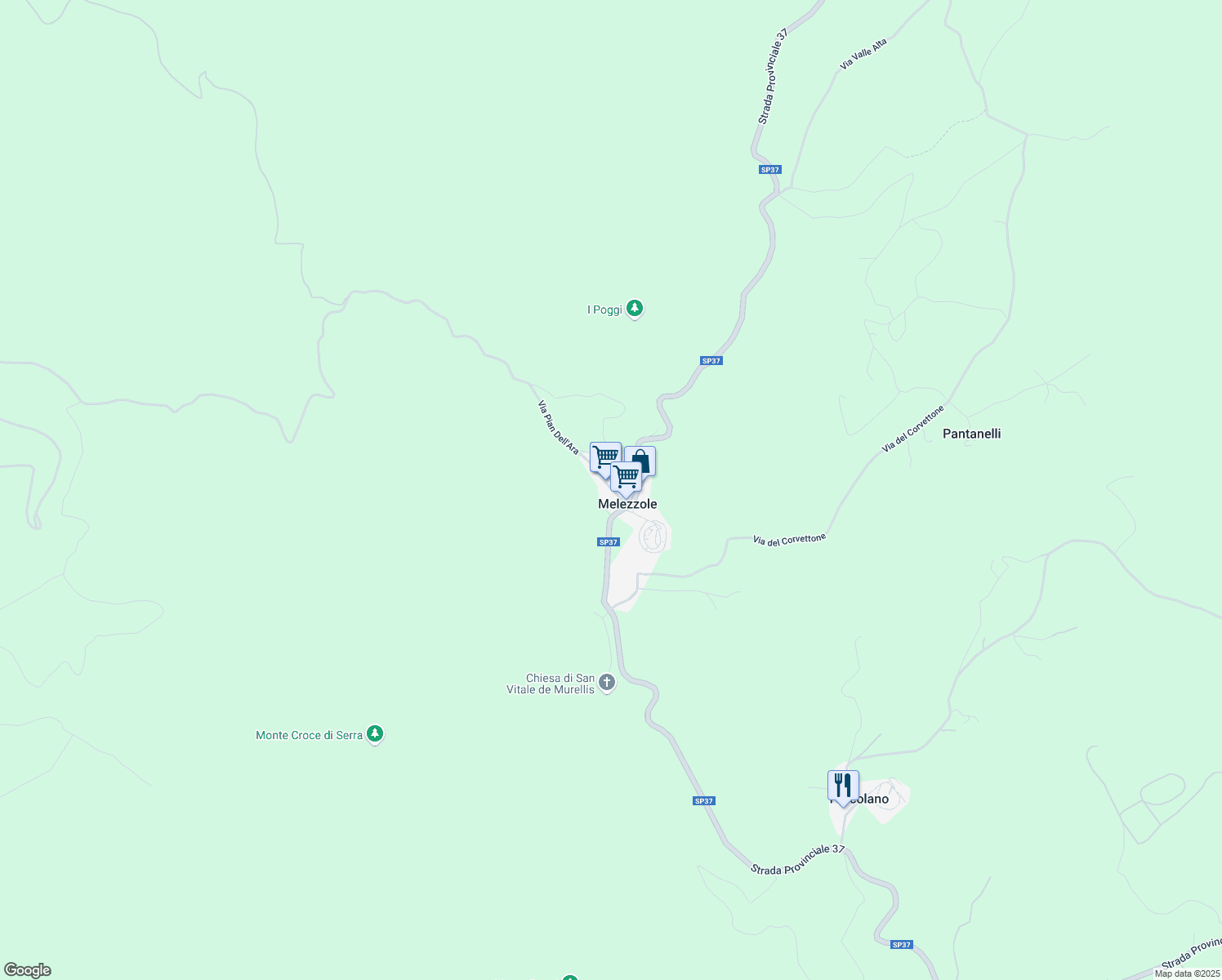 map of restaurants, bars, coffee shops, grocery stores, and more near 2 SP37 in Melezzole