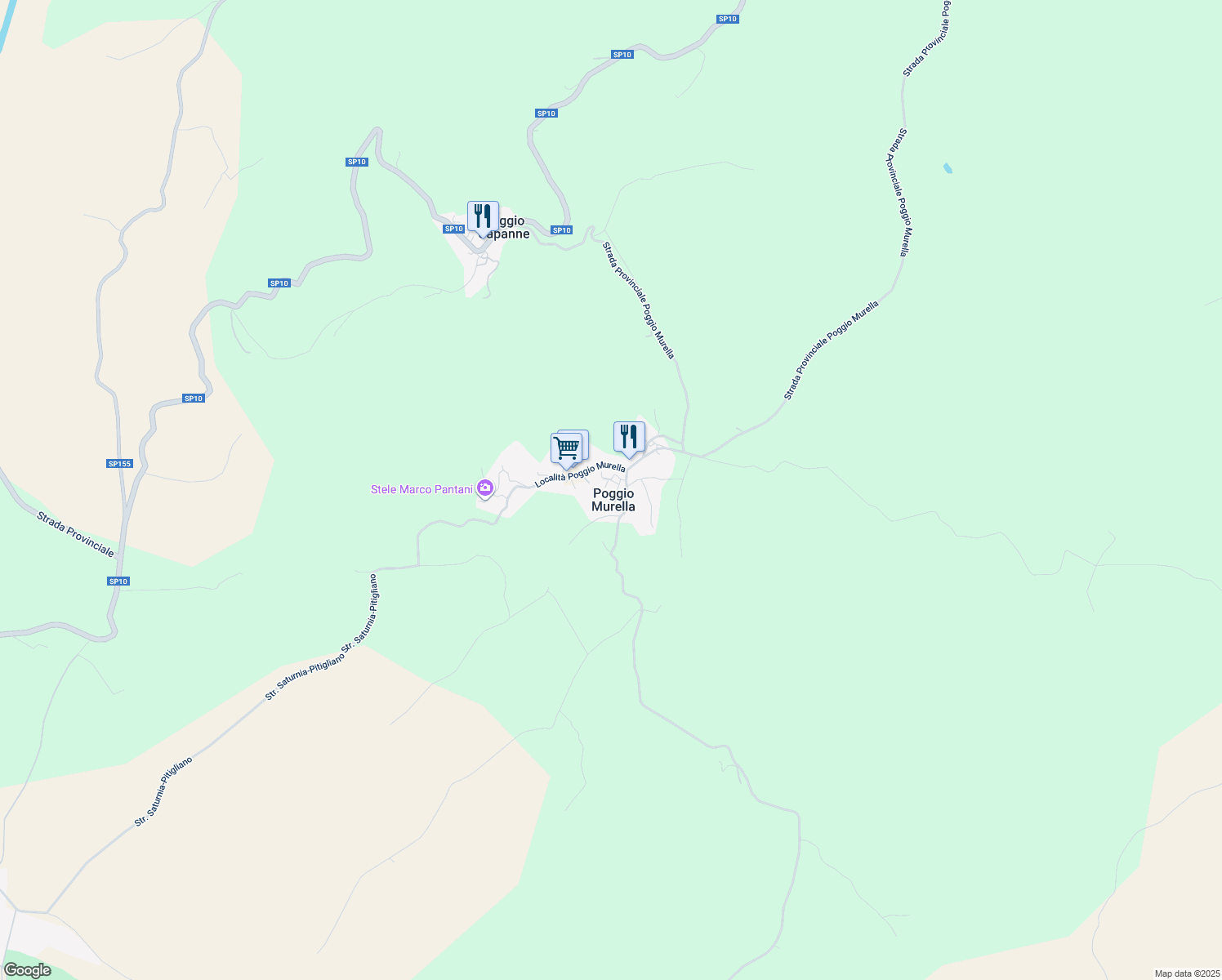 map of restaurants, bars, coffee shops, grocery stores, and more near in Poggio Murella