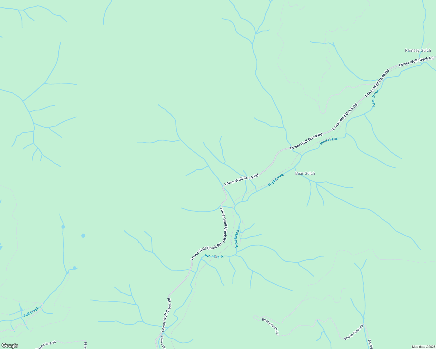 map of restaurants, bars, coffee shops, grocery stores, and more near 4280 Lower Wolf Creek Road in Wolf Creek