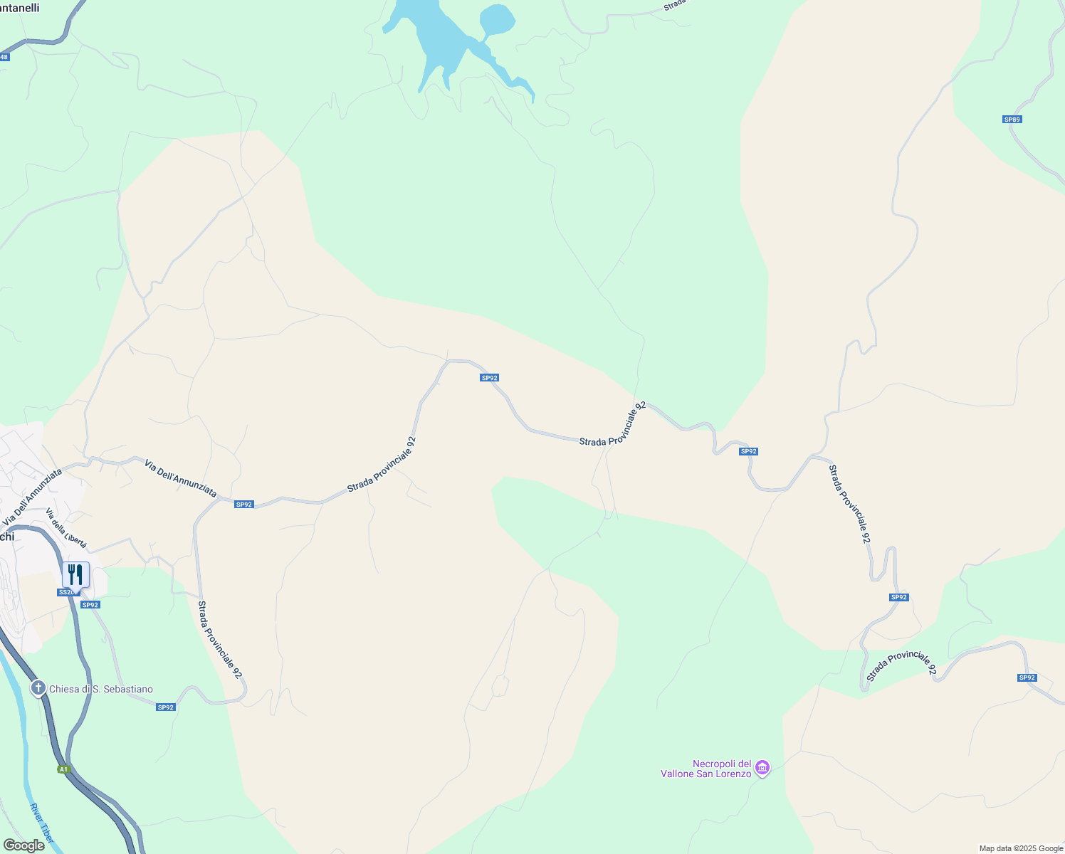 map of restaurants, bars, coffee shops, grocery stores, and more near 101 Vocabolo Sbarra in Provincia di Terni