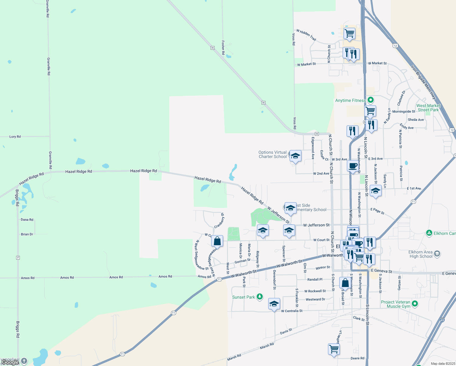 map of restaurants, bars, coffee shops, grocery stores, and more near 898 Hazel Ridge Rd in Elkhorn