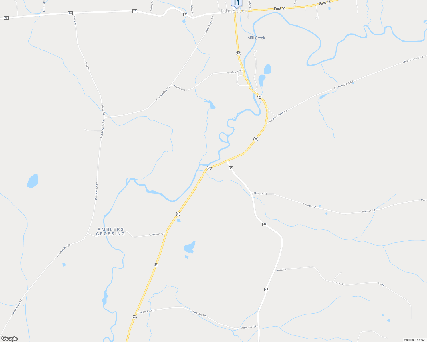 map of restaurants, bars, coffee shops, grocery stores, and more near 1348 Highway 80 in Edmeston