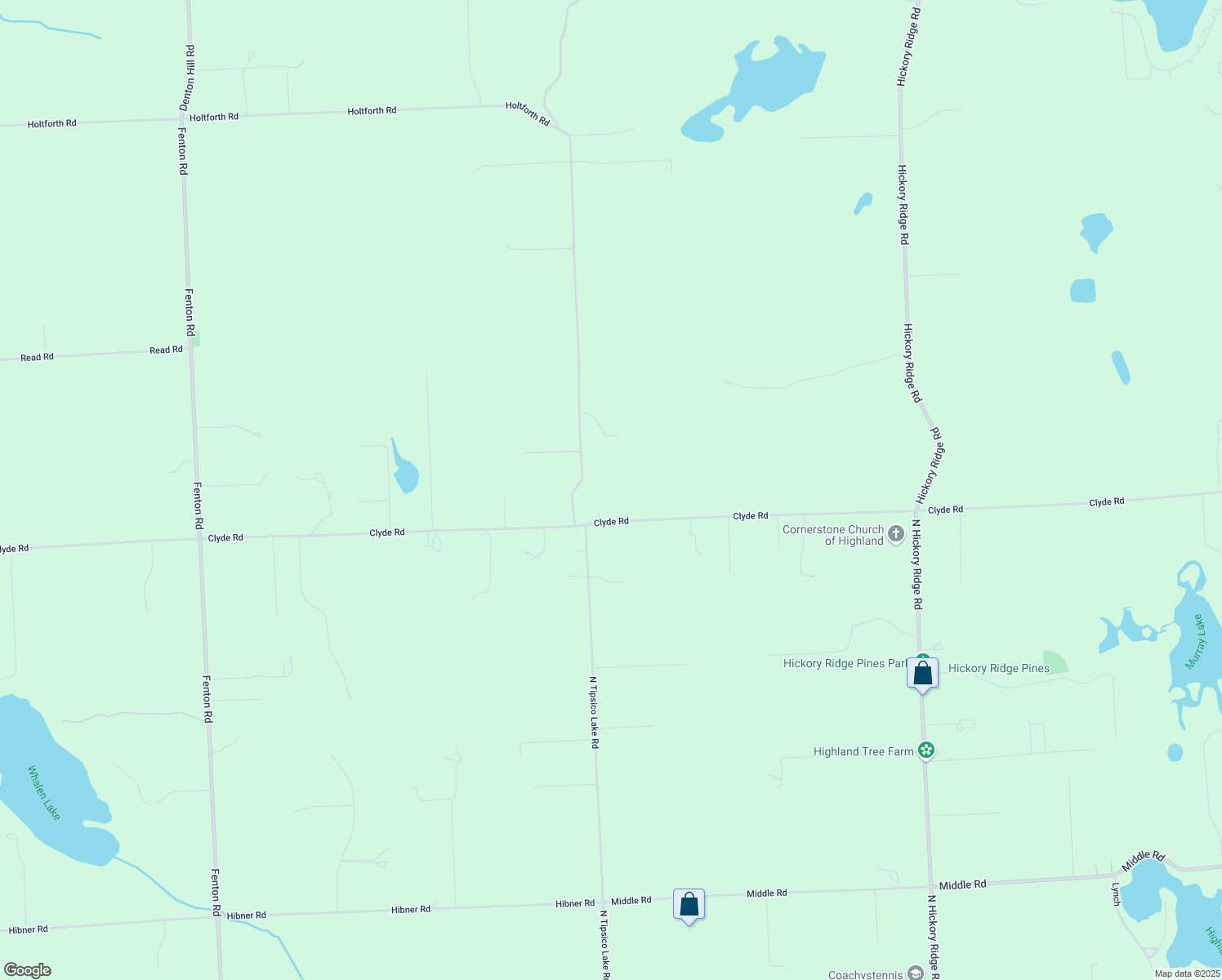 map of restaurants, bars, coffee shops, grocery stores, and more near 4650 Clyde Road in Holly