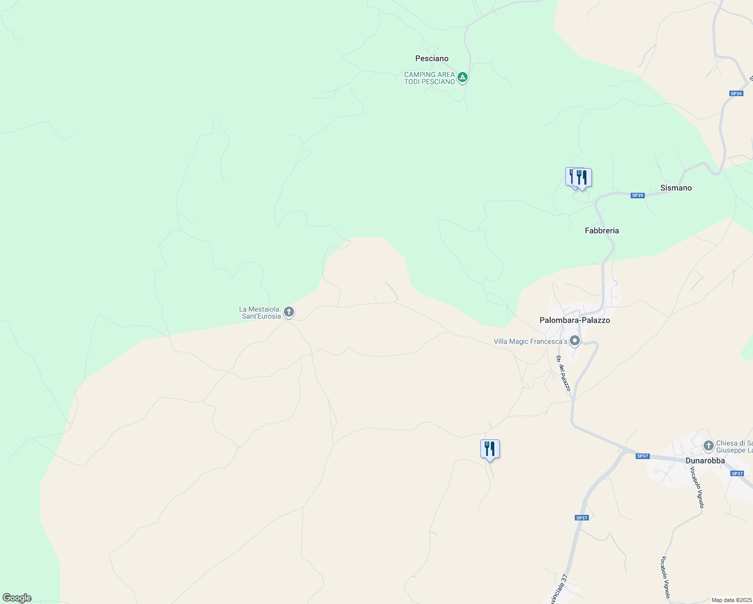 map of restaurants, bars, coffee shops, grocery stores, and more near in Province of Terni
