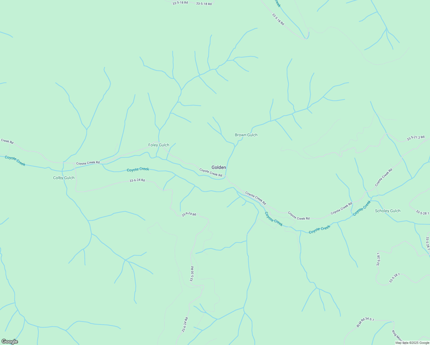 map of restaurants, bars, coffee shops, grocery stores, and more near 3482 Coyote Creek Road in Wolf Creek