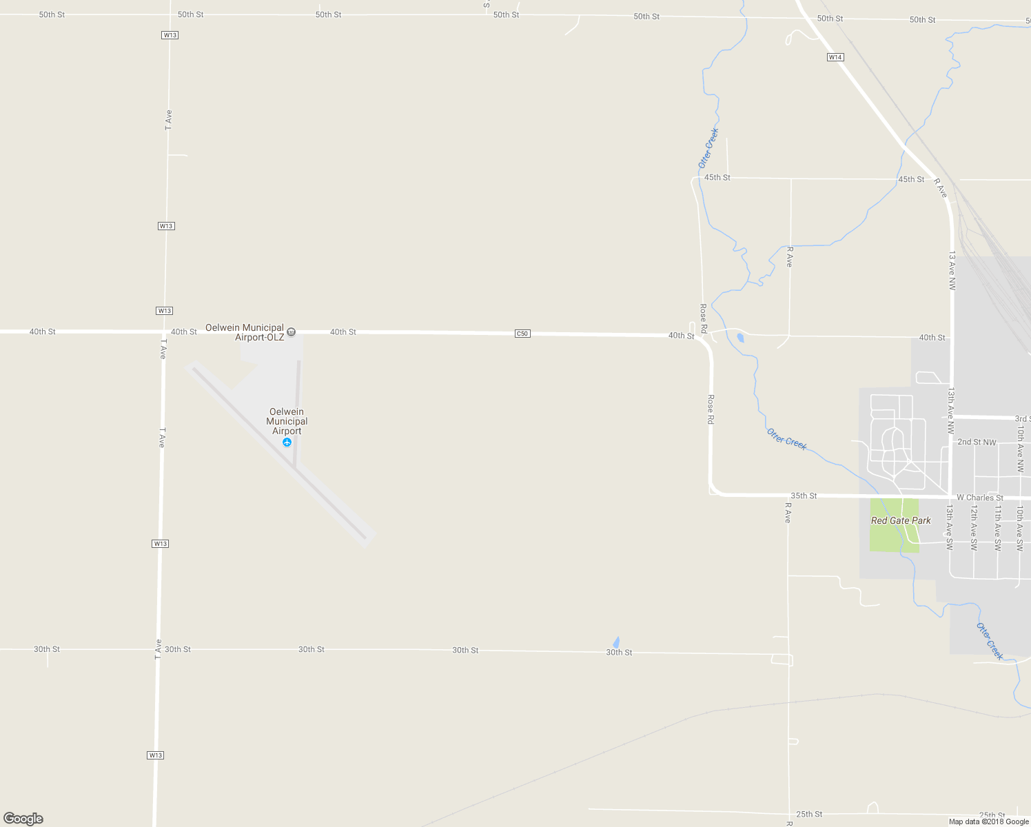 map of restaurants, bars, coffee shops, grocery stores, and more near 18801 40th Street in Oelwein