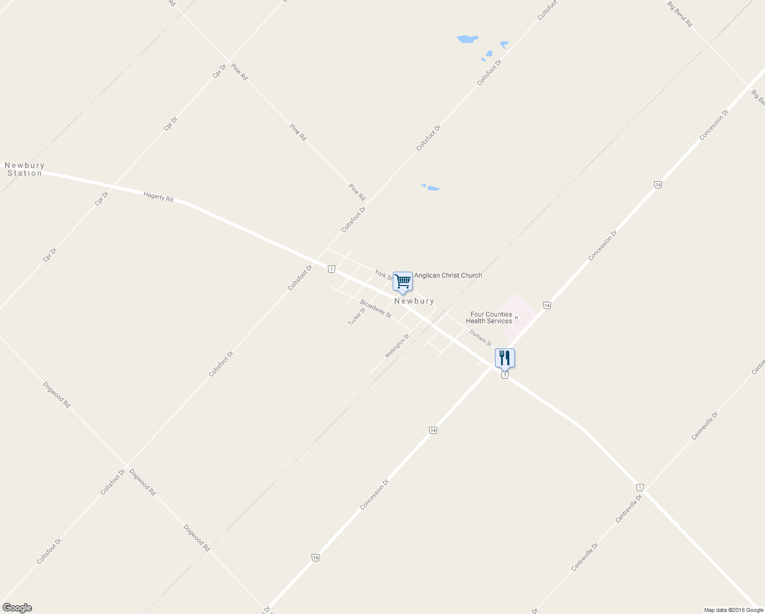 map of restaurants, bars, coffee shops, grocery stores, and more near 30 Broadway Street in Newbury