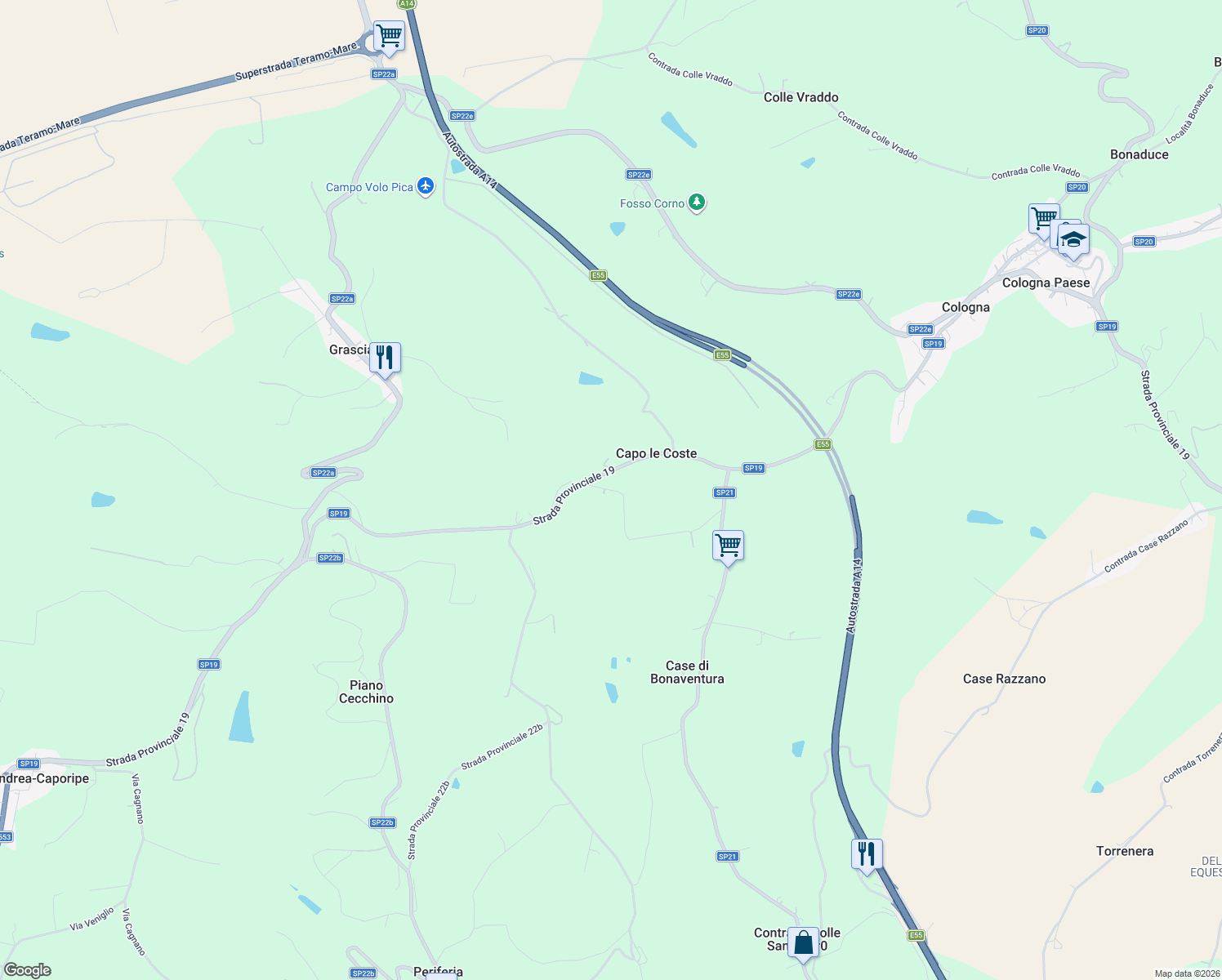 map of restaurants, bars, coffee shops, grocery stores, and more near in Capo le Coste