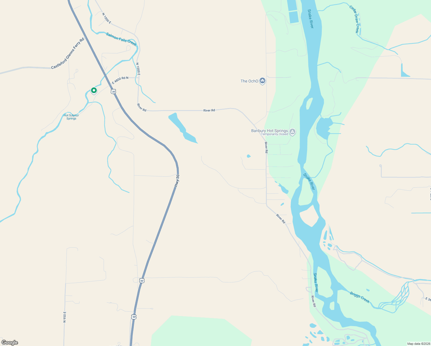 map of restaurants, bars, coffee shops, grocery stores, and more near 4799 River Road in Buhl