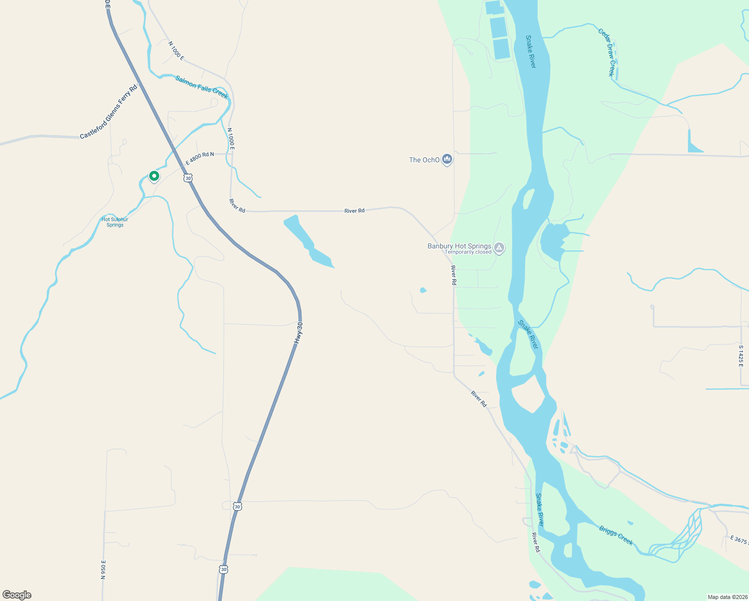 map of restaurants, bars, coffee shops, grocery stores, and more near 4799 River Road in Buhl