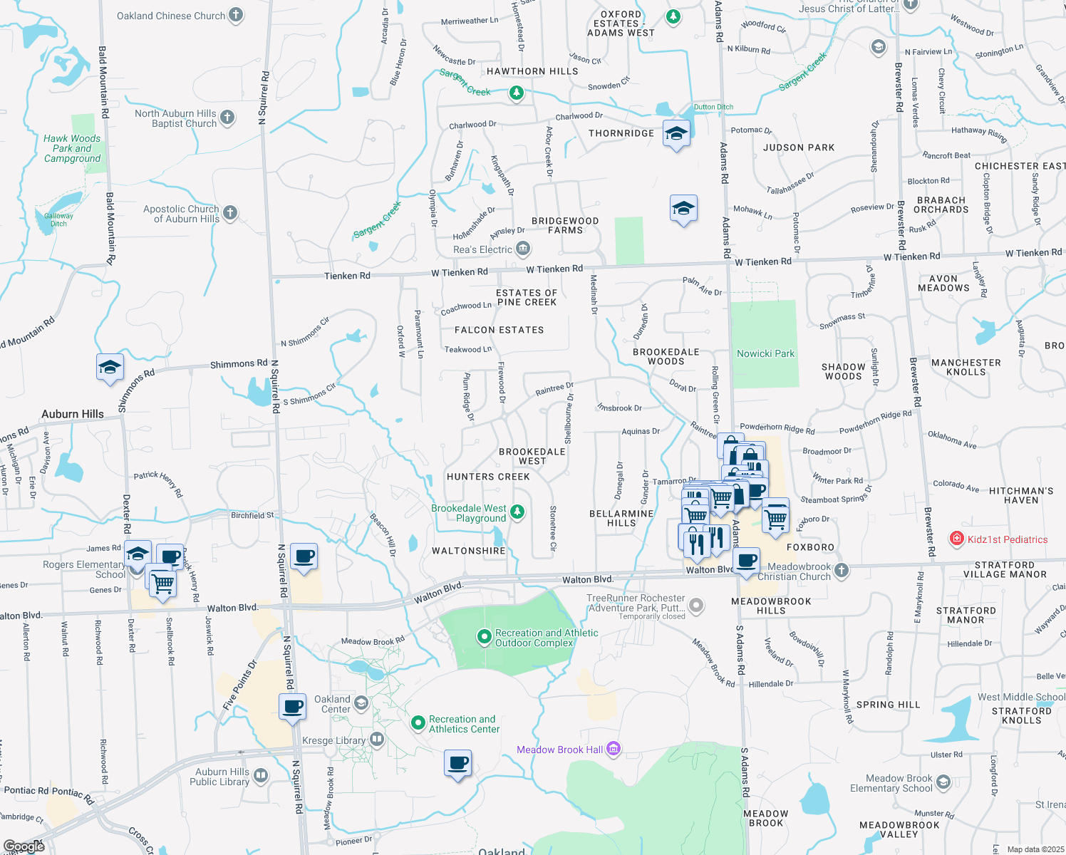 map of restaurants, bars, coffee shops, grocery stores, and more near 384 Fordcroft Dr in Rochester Hills