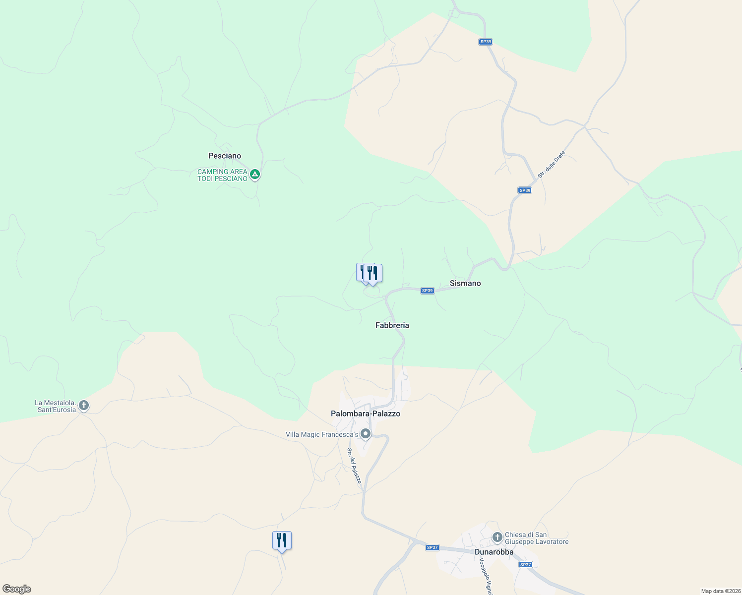 map of restaurants, bars, coffee shops, grocery stores, and more near 71 Località Sismano in Sismano
