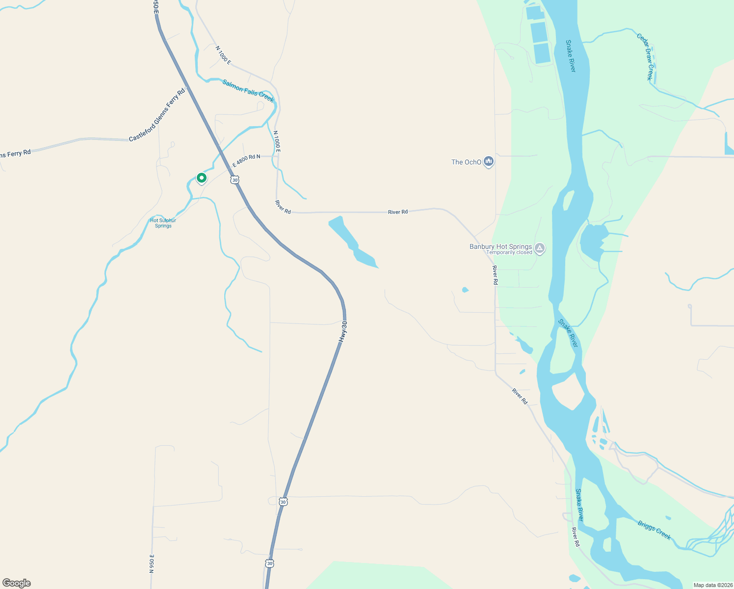 map of restaurants, bars, coffee shops, grocery stores, and more near 4799B River Road in Buhl