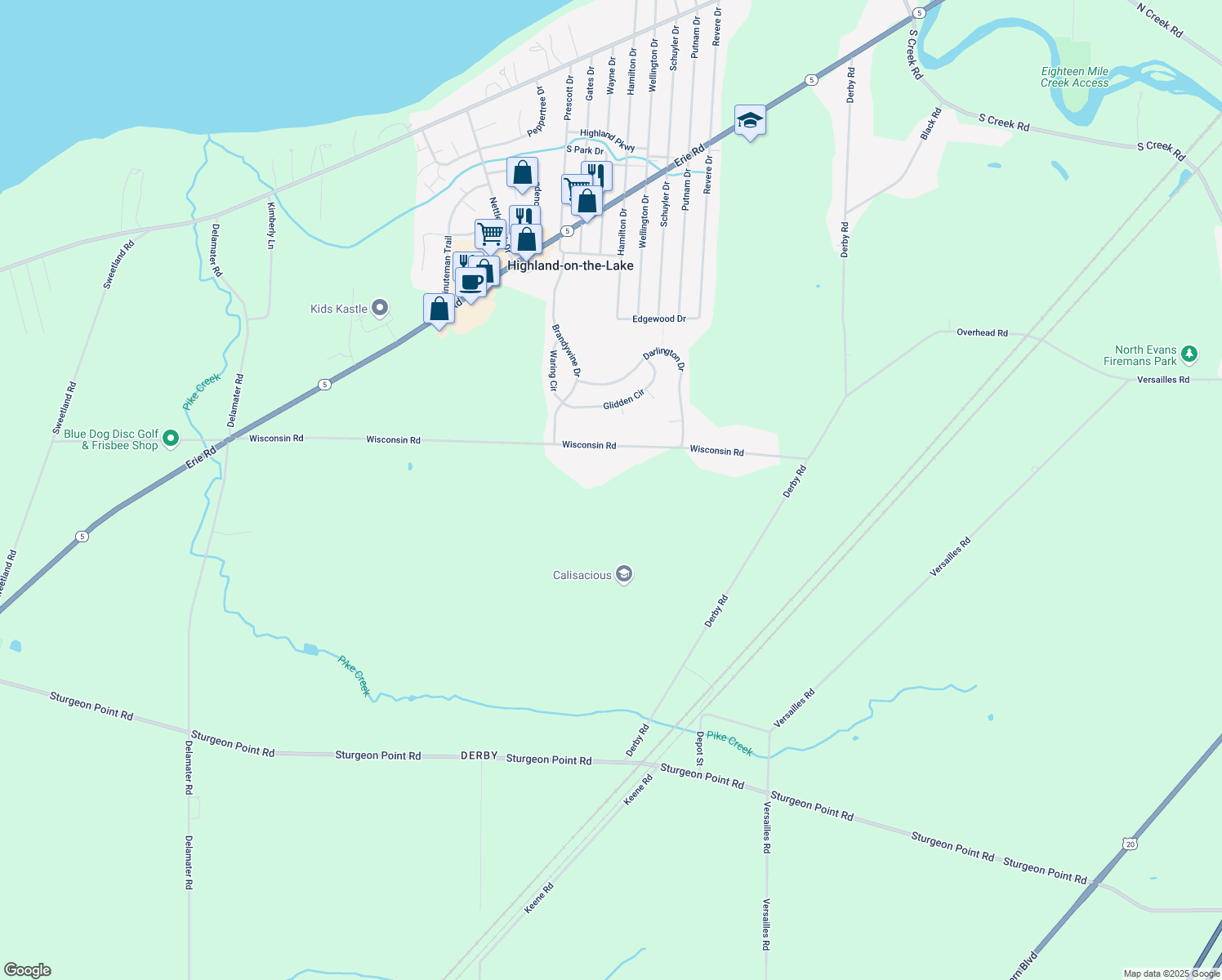 map of restaurants, bars, coffee shops, grocery stores, and more near 1415 Wisconsin Road in Derby